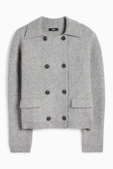 Femei - Cardigan tricotat - gri