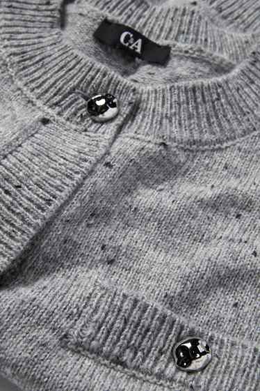 Femei - Cardigan tricotat - gri deschis