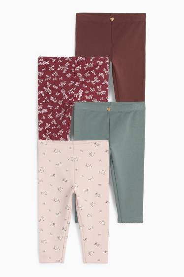 Bebeluși - fete - Multipack 4 perechi - floricele - colanți termoizolanți bebeluși - roz
