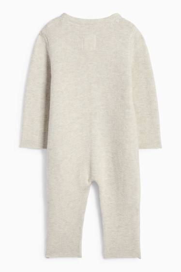 Unisex - Salopetă tricotată bebeluși - reiată - bej deschis