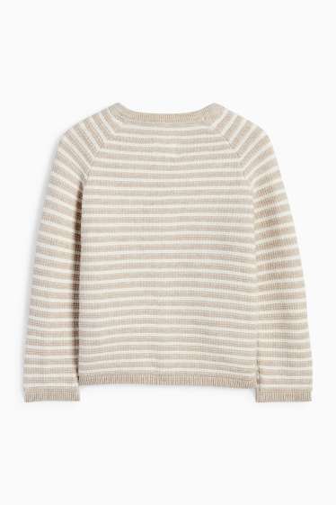 Unisex - Cardigan tricotat bebeluși - cu dungi - structurat - bej deschis