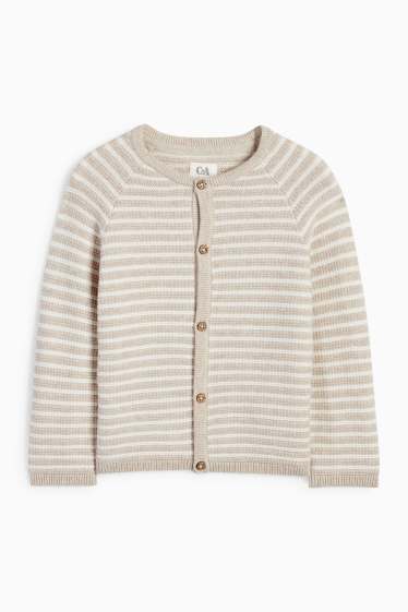 Unisex - Cardigan tricotat bebeluși - cu dungi - structurat - bej deschis