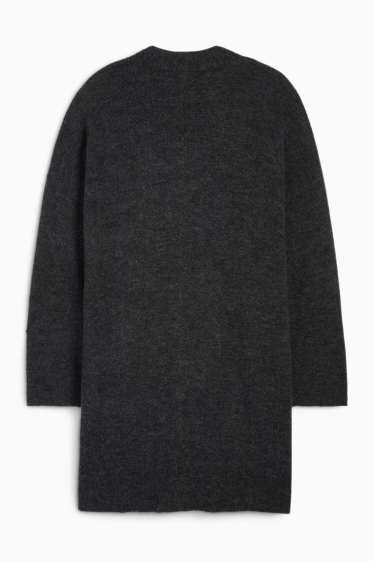Femei - Cardigan tricotat lung - gri închis