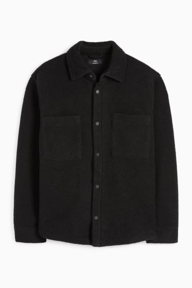 Bărbați - Jachetă tip cămașă - relaxed fit - guler Kent - negru