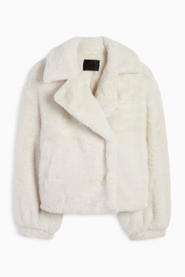 Women - Faux fur jacket - cremewhite