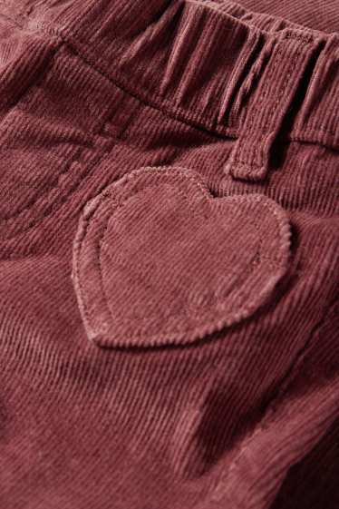 Copii - Fete - Inimă - pantaloni din catifea reiată - bordo