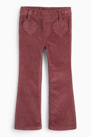 Copii - Fete - Inimă - pantaloni din catifea reiată - bordo