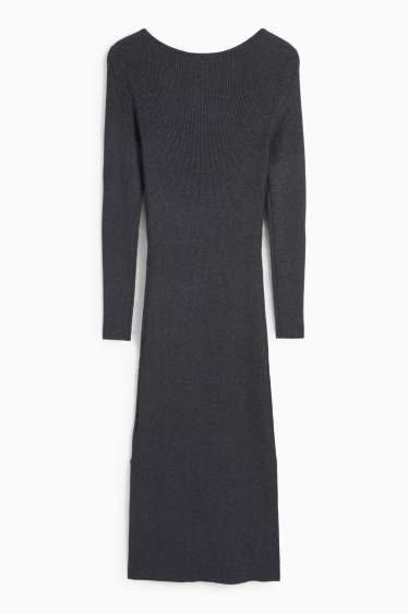 Femei - Rochie bodycon - reiată - gri închis