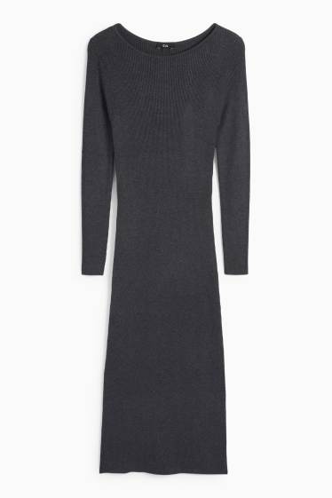 Femei - Rochie bodycon - reiată - gri închis