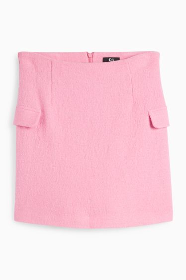 Femei - Fustă mini din bouclé - amestec de lână - roz