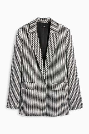 Femei - Blazer lung - regular fit - în carouri - negru / alb