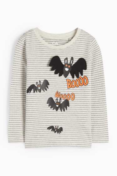 Copii - Băieți - Liliac - tricou cu mânecă lungă - cu dungi - alb-crem
