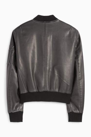Femei - Jachetă de aviator - imitație de piele - negru