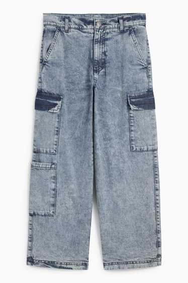 Copii - Băieți - Cargo jeans - jeans termoizolanți - denim-albastru
