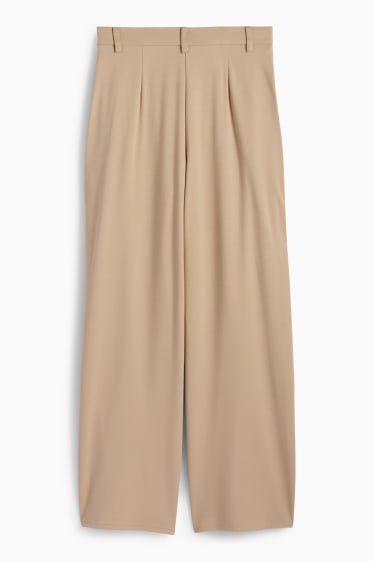 Damen - Jersey-Hose - High Waist - Wide Leg - beige