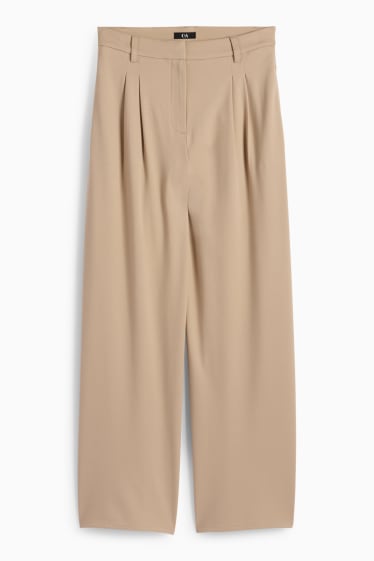 Damen - Jersey-Hose - High Waist - Wide Leg - beige