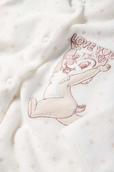 Bebeluși - fete - Chip și Dale - pijama salopetă bebeluși - reiată - alb