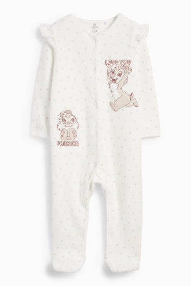 Bebeluși - fete - Chip și Dale - pijama salopetă bebeluși - reiată - alb