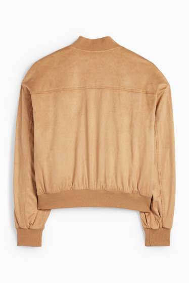 Women - Bomber jacket - faux suede - light brown