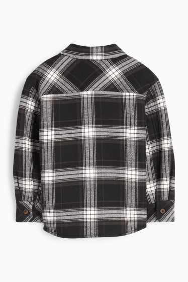 Copii - Băieți - Jachetă tip cămașă din flanel - în carouri - negru