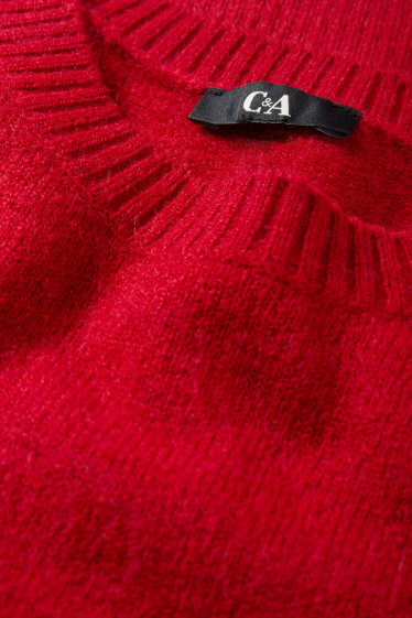 Femei - Pulover din tricot fin - roșu