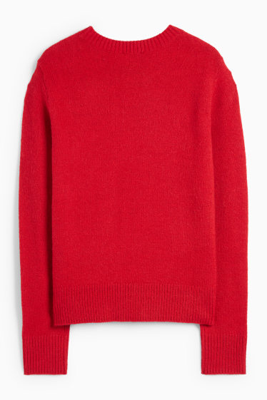 Femei - Pulover din tricot fin - roșu