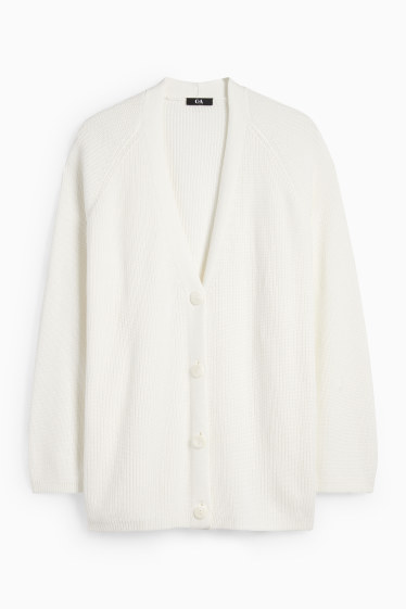 Femei - Cardigan tricotat - reiat - alb