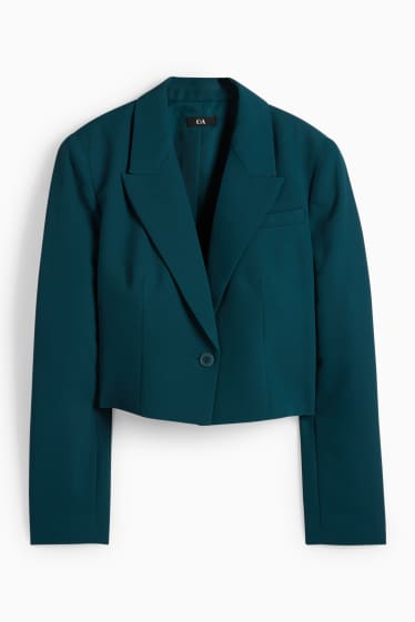 Femei - Blazer crop - regular fit - petrol