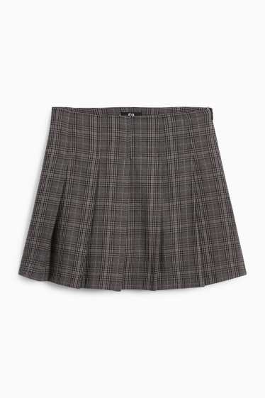 Femei - Fustă-pantalon scurtă - în carouri - gri închis
