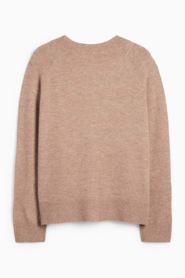 Femei - Cardigan tricotat - maro deschis