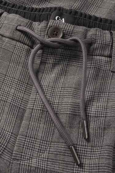 Bărbați - Chino - tapered fit - în carouri - gri închis
