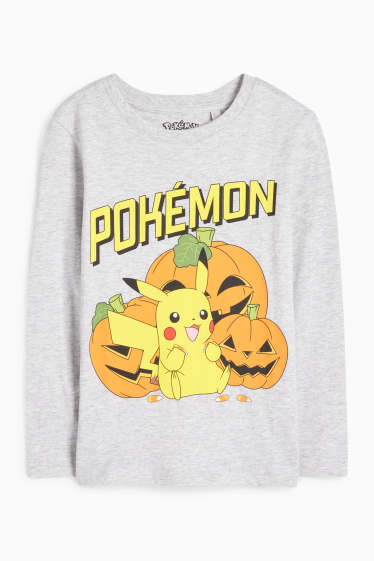 Copii - Băieți - Pokémon - Pikachu - tricou cu mânecă lungă - gri deschis melanj