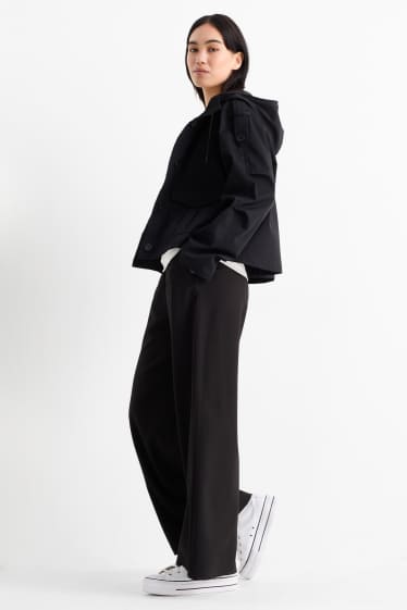 Femei - Pantaloni de stofă - talie medie - wide leg - negru