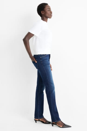 Femei - Straight jeans - talie medie - LYCRA® - denim-albastru