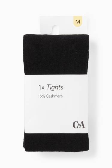 Dámské - Punčochové kalhoty s kašmírem - černá