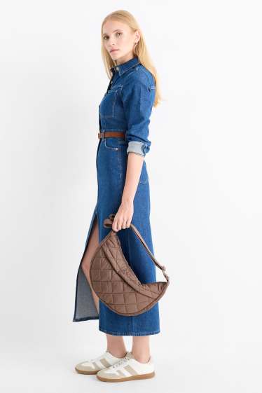 Dámské - Prošívaná taška přes rameno - hnědá