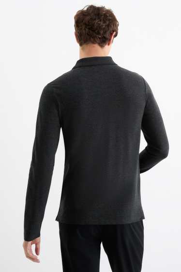 Bărbați - Tricou polo - slim fit - gri închis
