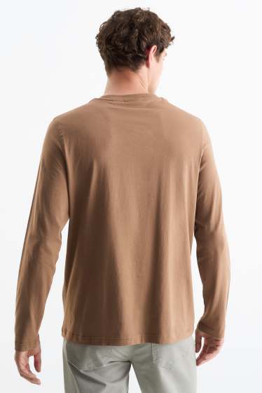 Bărbați - Tricou cu mânecă lungă - maro