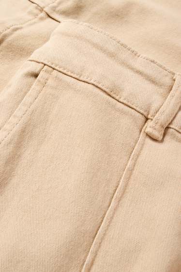 Femei - Pantaloni de stofă - talie înaltă - wide leg - bej