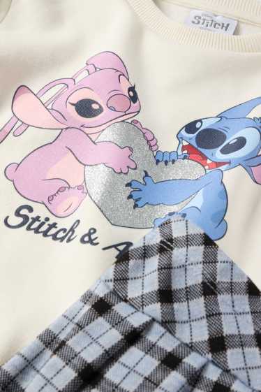 Copii - Fete - Lilo & Stitch - set - bluză de molton și fustă plisată - 2 piese - alb-crem