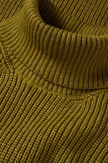 Femei - Rochie din tricot - straight fit - reiată - kaki