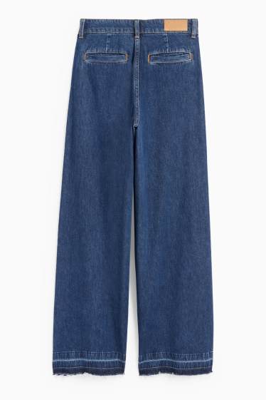 Femei - Wide leg jeans - talie medie - denim-albastru