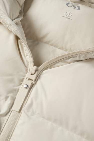 Women - Quilted jacket with hood - water-repellent - light beige