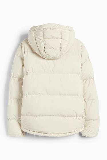 Women - Quilted jacket with hood - water-repellent - light beige
