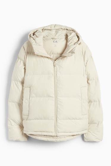 Women - Quilted jacket with hood - water-repellent - light beige