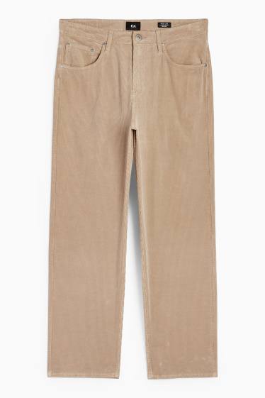 Bărbați - Pantaloni din catifea reiată - relaxed fit - taupe