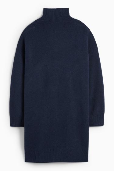 Femei - Rochie din tricot - albastru închis