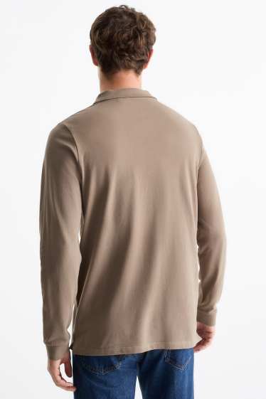 Bărbați - Tricou polo - slim fit - taupe