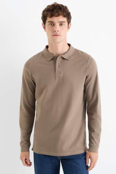 Bărbați - Tricou polo - slim fit - taupe