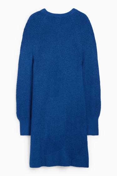 Femei - Rochie tricotată - reiată - albastru